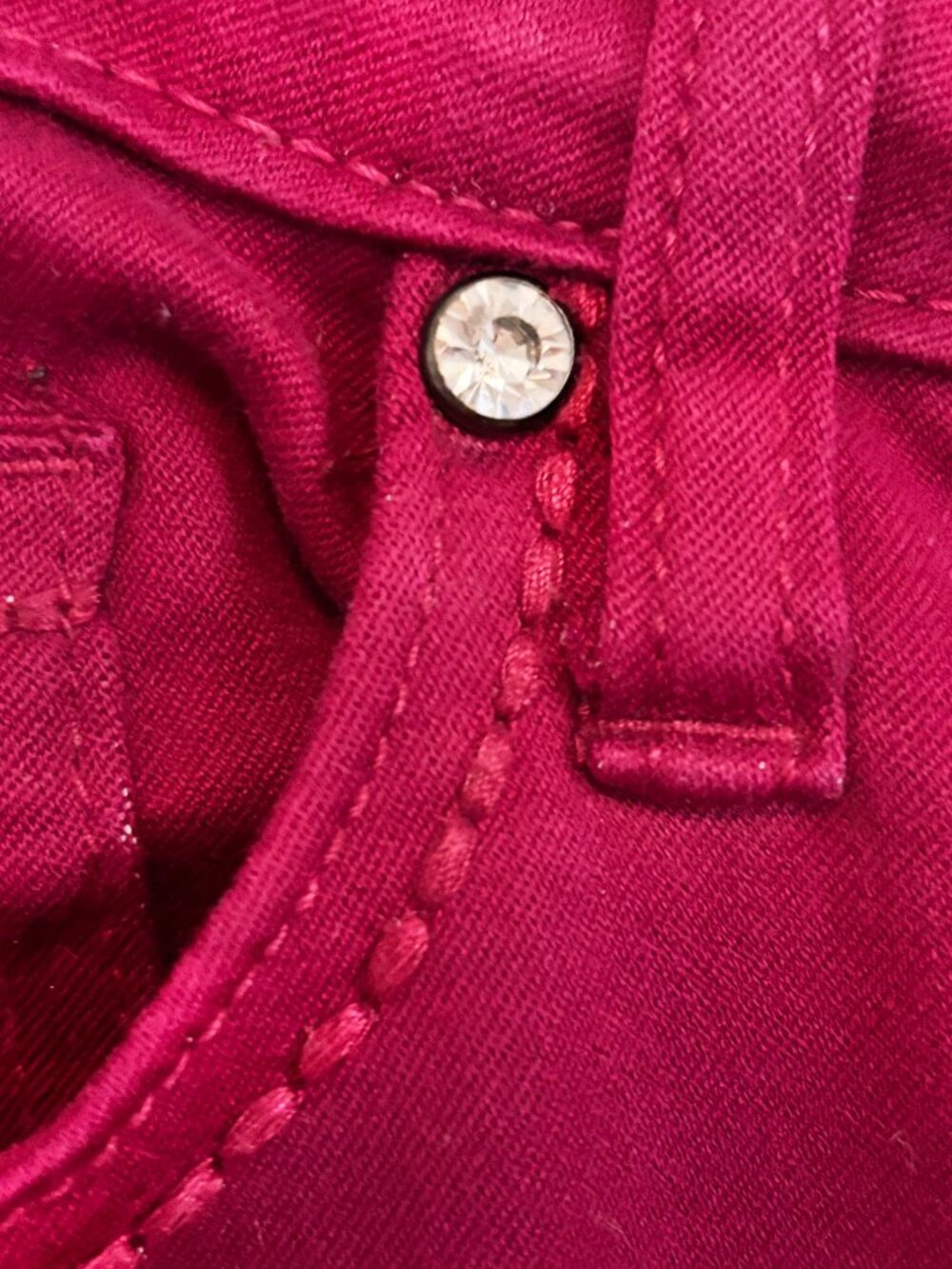 Blue Faith Straight Leg Stretch Red Jeans with Rhinestone Details Sz 7/8 - Picture 5 of 7